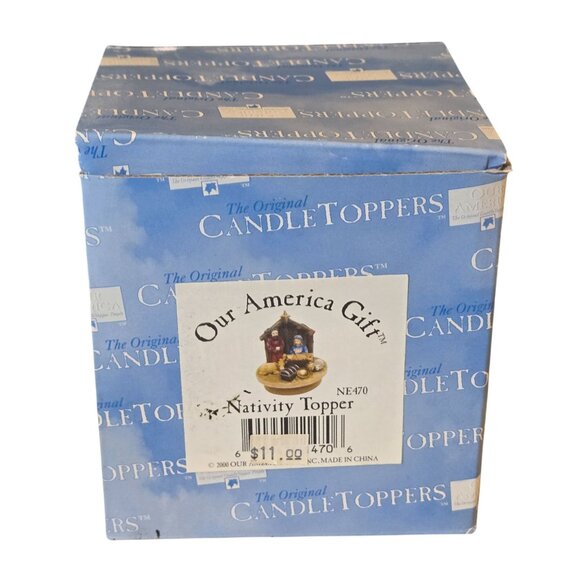 Nativity Candle Topper By Our America Christmas Decoration Baby Jesus Manger - Picture 2 of 12